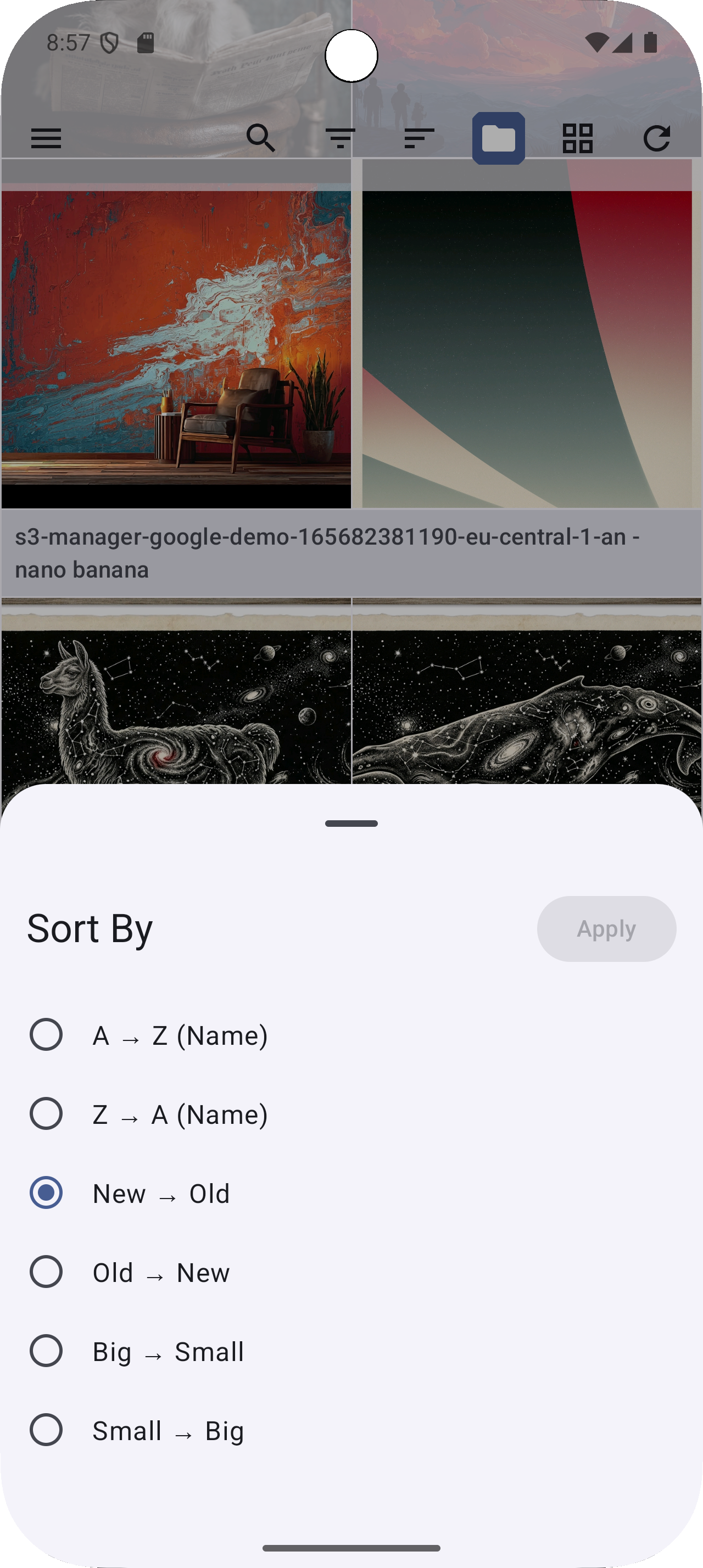 Sort Options Light Mode